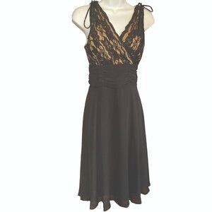 Connected 8 Petite, Black and nude lace, tank fit and flare dress